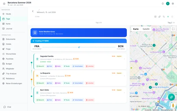 HoppKit App — Day planning view with map